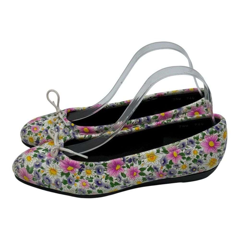 4172. Vintage Floral Ballet Flats‎ Multicolor Slip-On